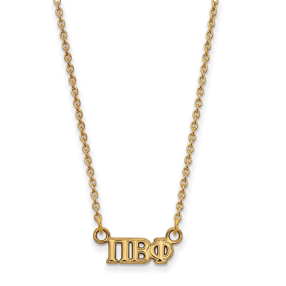 Vergoldet Sterlingsilber Logoart Pi Beta Phi Sorority Greek Buchstaben Extra Klein Anhänger 18 Zoll Halskette