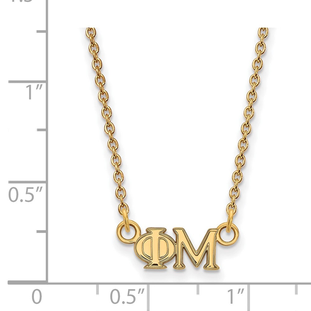 Vergoldet Sterlingsilber Logoart Phi Mu Sorority Greek Buchstaben Extra Klein Anhänger 18 Zoll Halskette