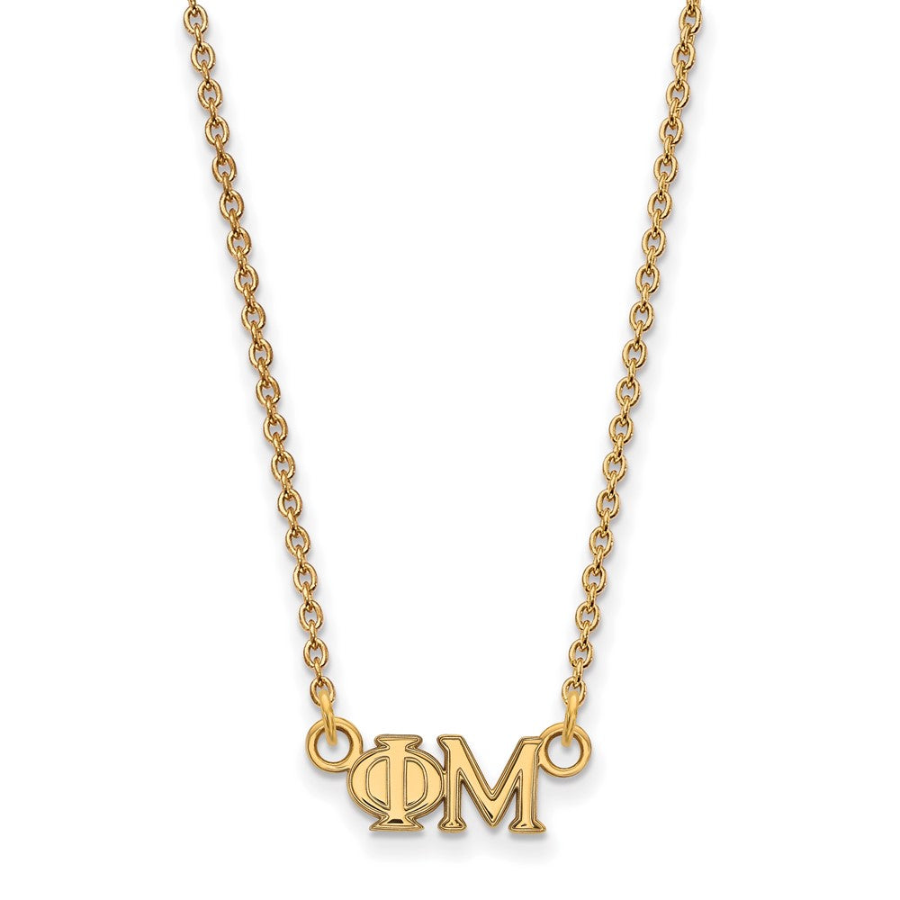 Vergoldet Sterlingsilber Logoart Phi Mu Sorority Greek Buchstaben Extra Klein Anhänger 18 Zoll Halskette