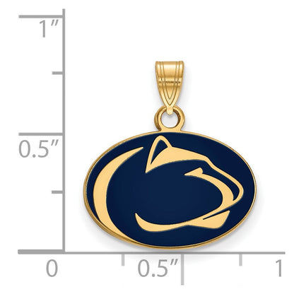 Vergoldet Sterlingsilber Logoart Penn State University Löwe Klein Emailliert Anhänger