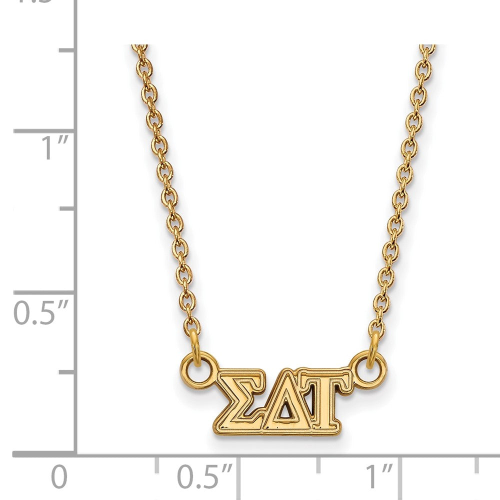 Vergoldet Sterlingsilber Logoart Sigma Delta Tau Sorority Greek Buchstaben Extra Klein Anhänger 18 Zoll Halskette