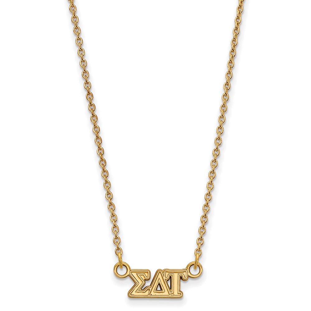 Vergoldet Sterlingsilber Logoart Sigma Delta Tau Sorority Greek Buchstaben Extra Klein Anhänger 18 Zoll Halskette