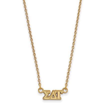 Vergoldet Sterlingsilber Logoart Sigma Delta Tau Sorority Greek Buchstaben Extra Klein Anhänger 18 Zoll Halskette