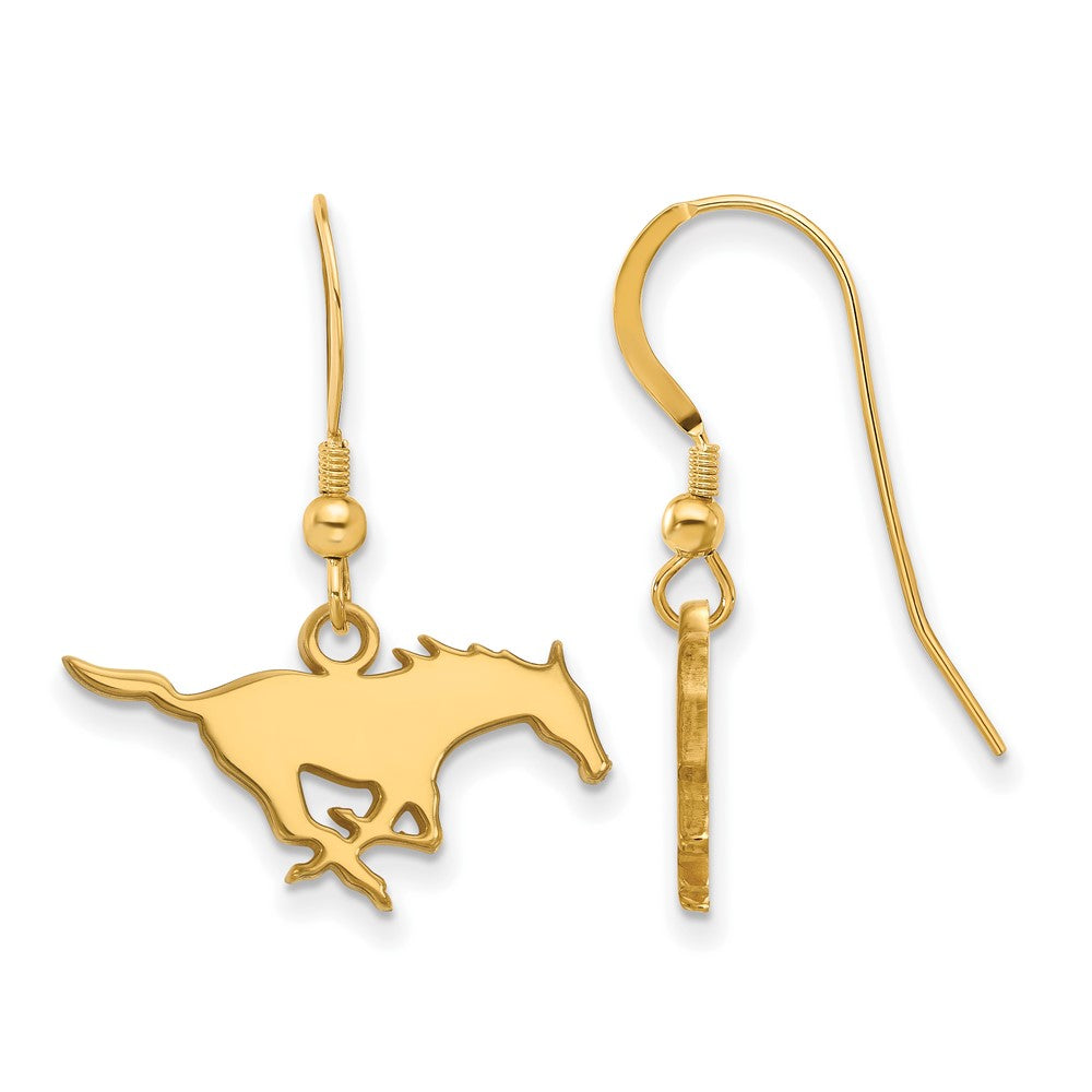 Vergoldet Sterlingsilber Logoart Southern Methodist University Mustang Klein Hängend Draht Ohrringe