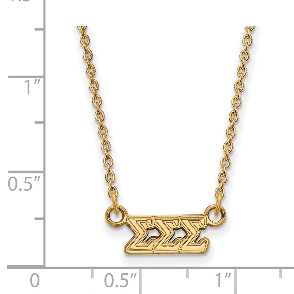 Vergoldet Sterlingsilber Logoart Sigma Sorority Greek Buchstaben Extra Klein Anhänger 18 Zoll Halskette