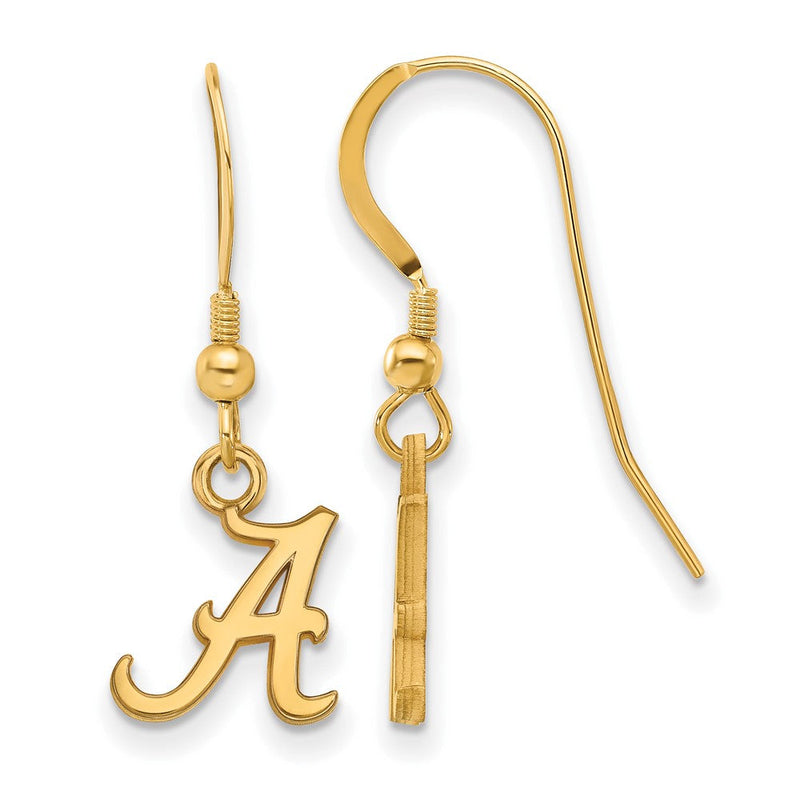 Vergoldet Sterlingsilber Logoart University Of Alabama Buchstabe A Extra Klein Hängend Draht Ohrringe