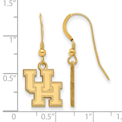 Vergoldet Sterlingsilber Logoart University Of Houston U H Klein Hängend Draht Ohrringe