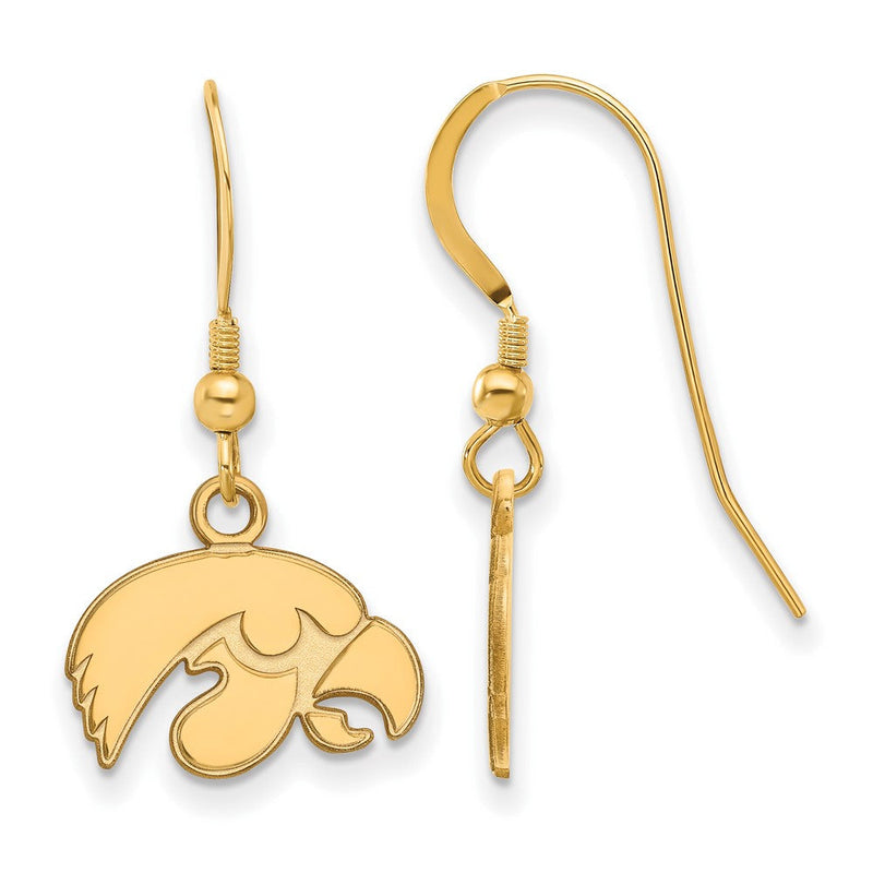 Vergoldet Sterlingsilber Logoart University Of Iowa Hawk Extra Klein Hängend Draht Ohrringe