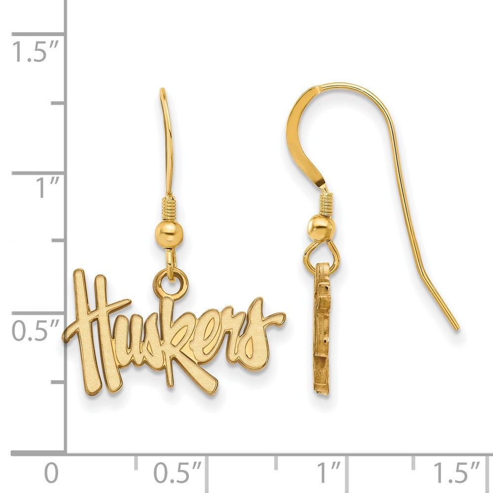 Vergoldet Sterlingsilber Logoart University Of Nebraska Huskers Klein Hängend Draht Ohrringe