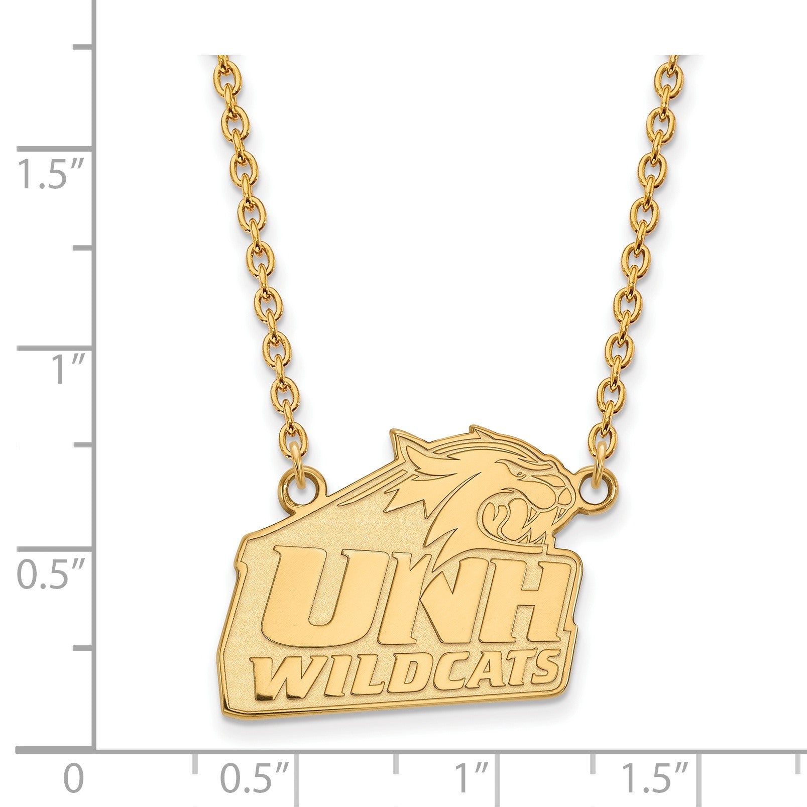 Vergoldet Sterlingsilber Logoart University Of New Hampshire Groß Anhänger 18 Zoll Halskette