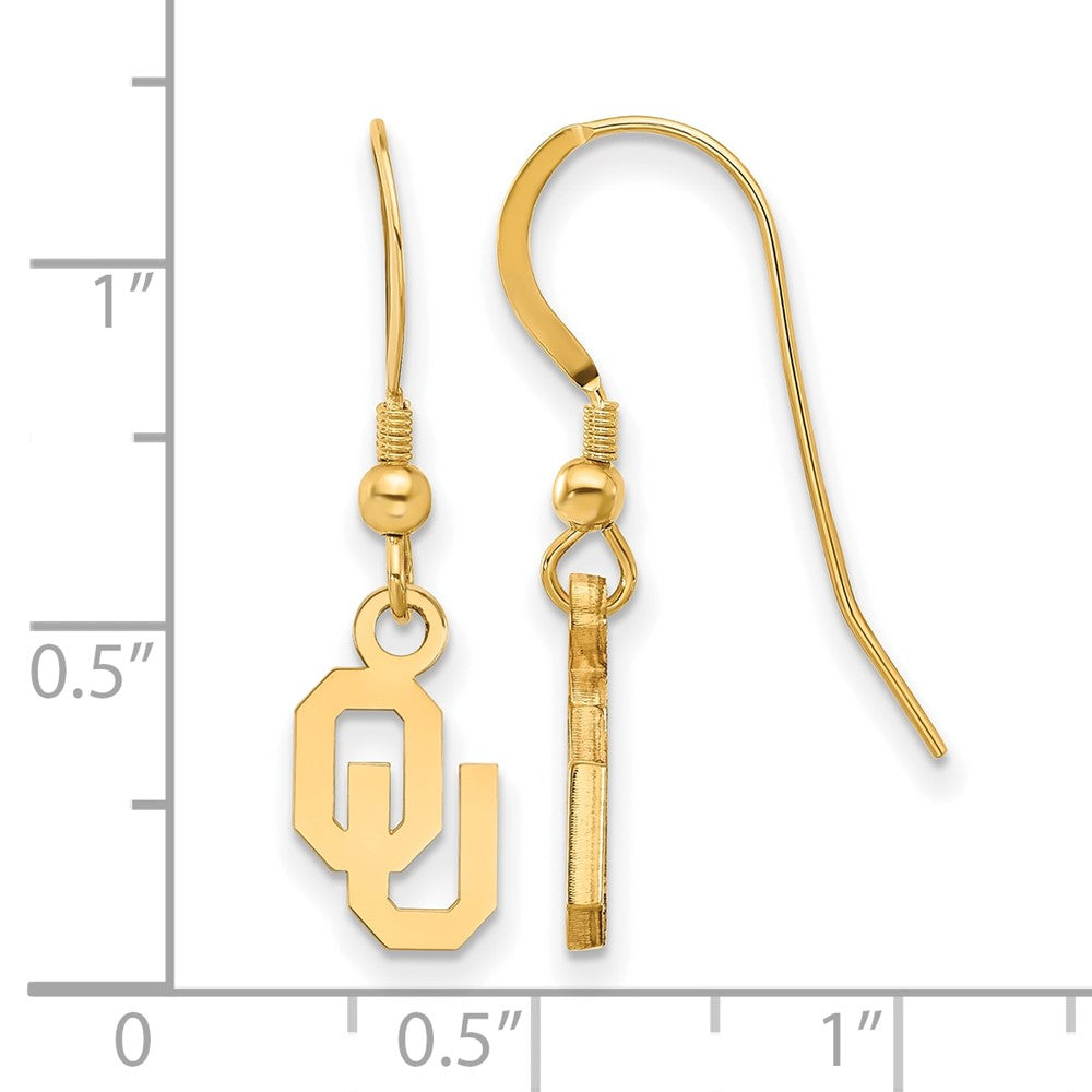 Vergoldet Sterlingsilber Logoart University Of Oklahoma O U Extra Klein Hängend Draht Ohrringe