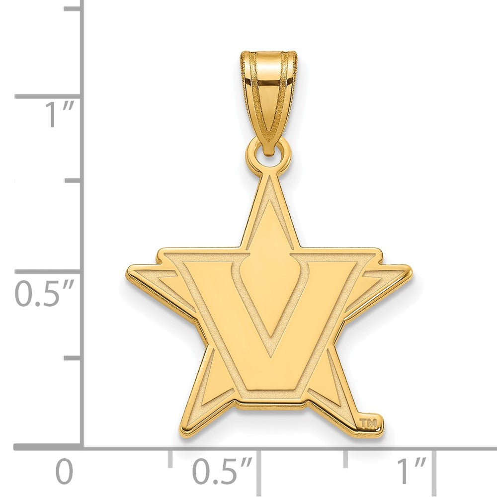 10K Gelbgold 10ky Logoart Vanderbilt University Groß Anhänger