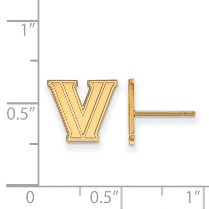 10K Gelbgold Logoart Villanova University Buchstabe V Extra Klein Ohrstecker