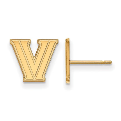 10K Gelbgold Logoart Villanova University Buchstabe V Extra Klein Ohrstecker