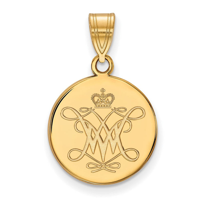 Vergoldet Sterlingsilber Logoart College Of William und Mary Mittel Plättchen Anhänger