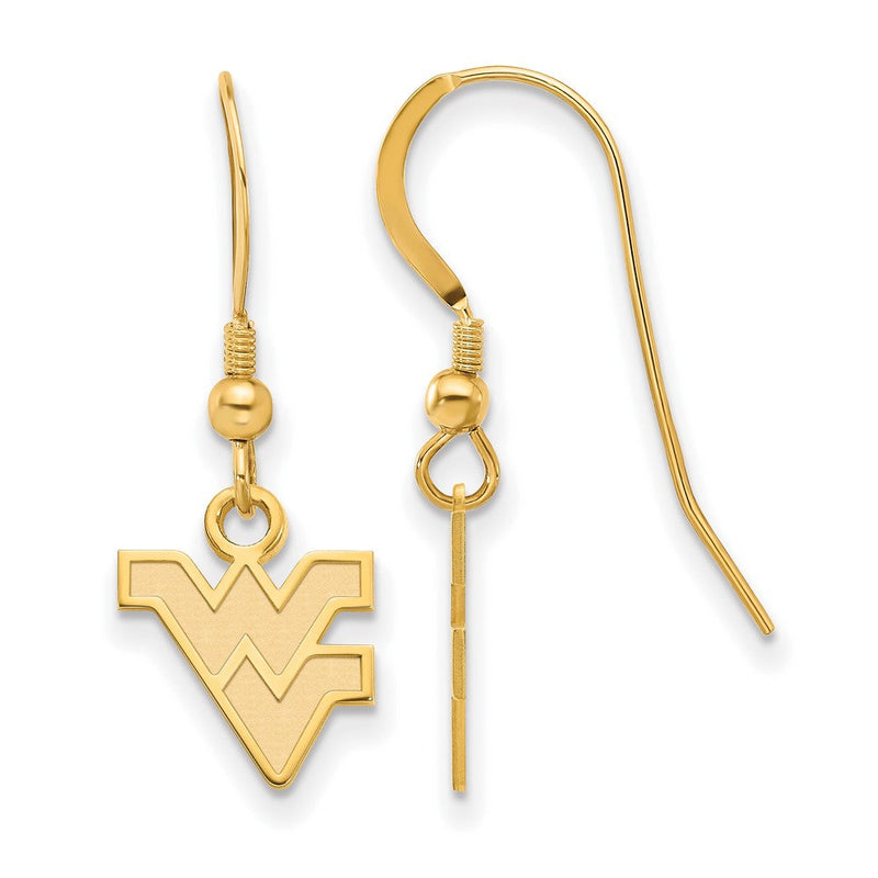 Vergoldet Sterlingsilber Logoart West Virginia University W V Extra Klein Hängend Draht Ohrringe