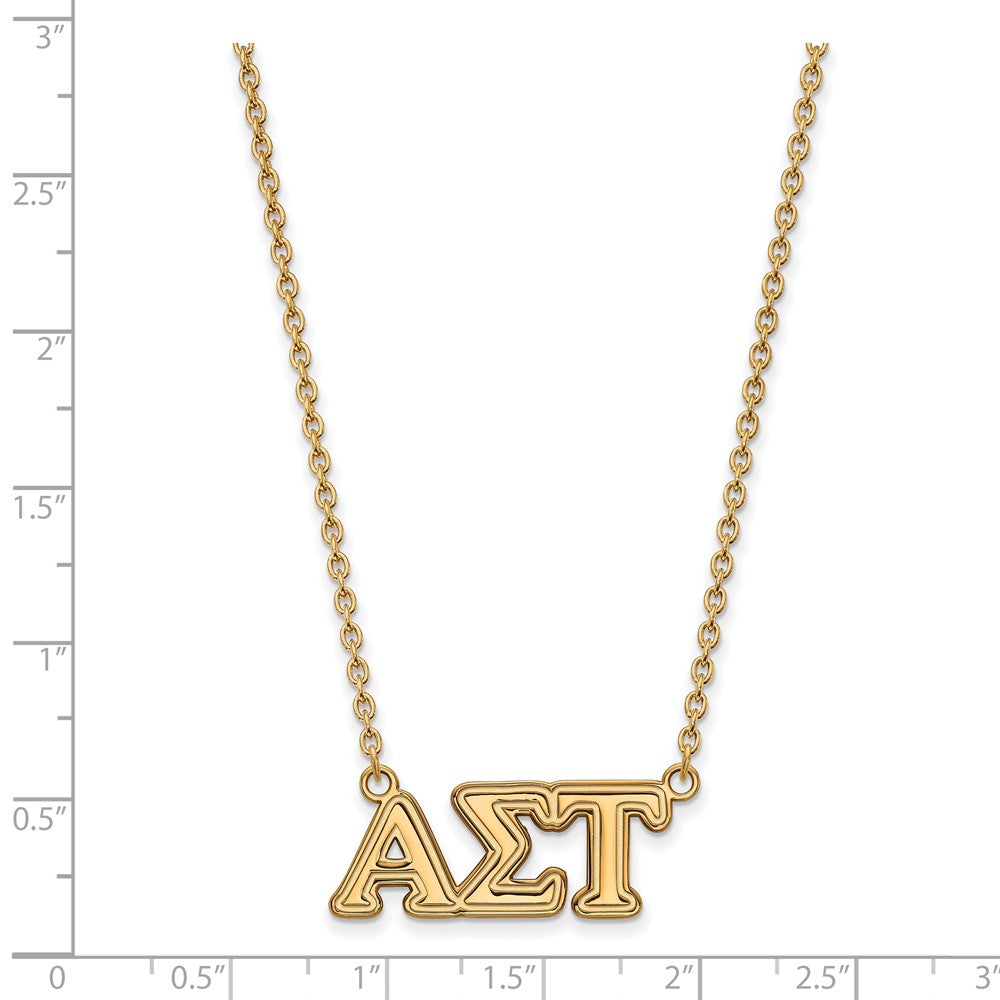 Vergoldet Sterlingsilber Logoart Alpha Sigma Tau Sorority Greek Buchstaben Mittel Anhänger 18 Zoll Halskette