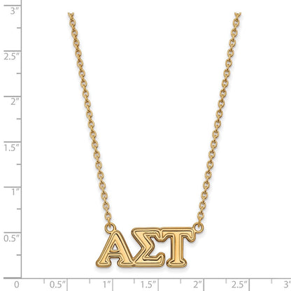 Vergoldet Sterlingsilber Logoart Alpha Sigma Tau Sorority Greek Buchstaben Mittel Anhänger 18 Zoll Halskette