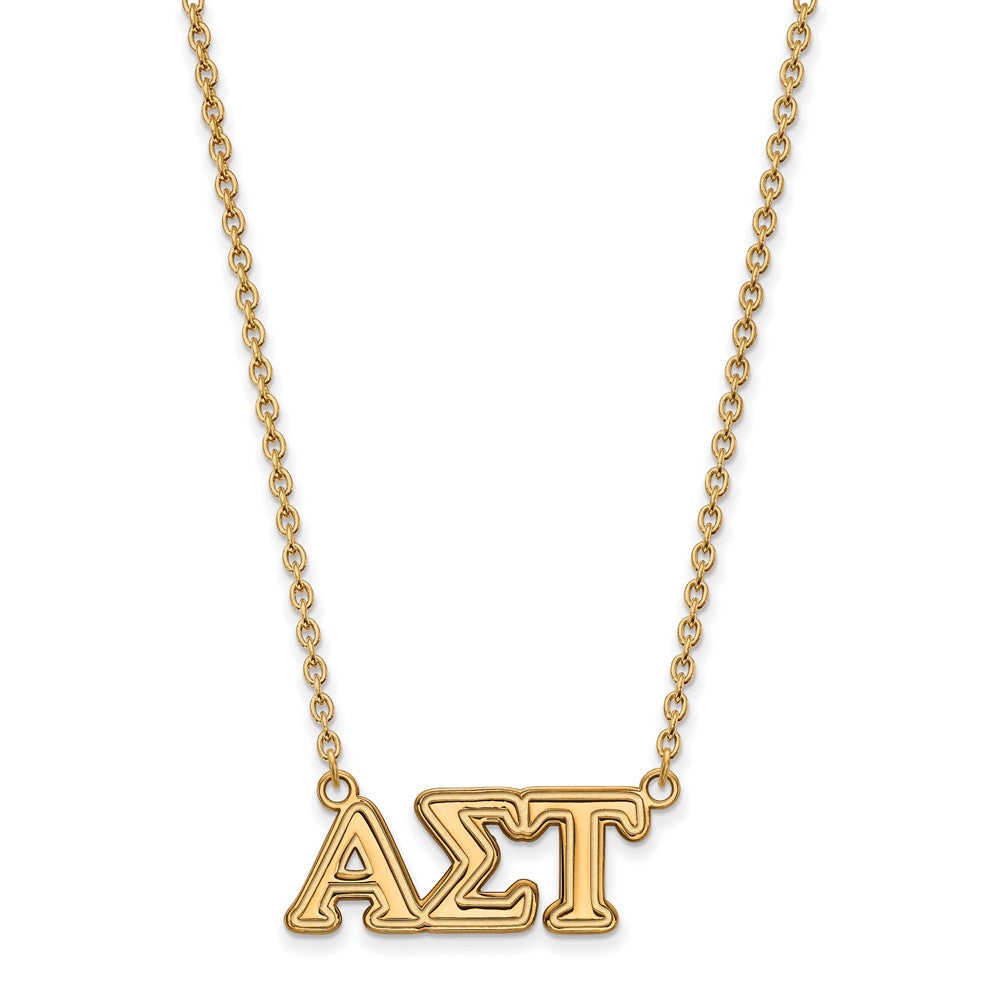 Vergoldet Sterlingsilber Logoart Alpha Sigma Tau Sorority Greek Buchstaben Mittel Anhänger 18 Zoll Halskette