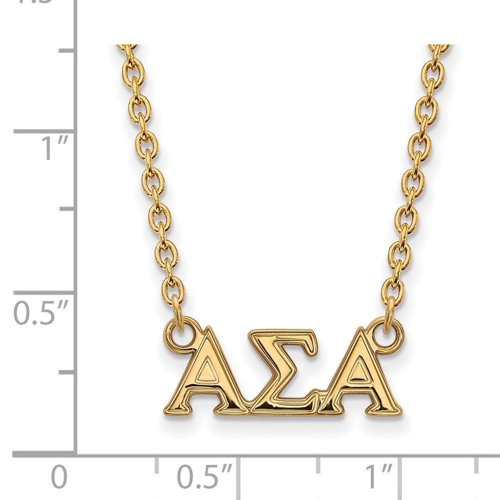 Vergoldet Sterlingsilber Logoart Alpha Sigma Sorority Greek Buchstaben Mittel Anhänger 18 Zoll Halskette
