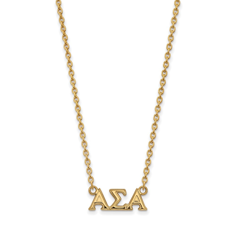 Vergoldet Sterlingsilber Logoart Alpha Sigma Sorority Greek Buchstaben Mittel Anhänger 18 Zoll Halskette