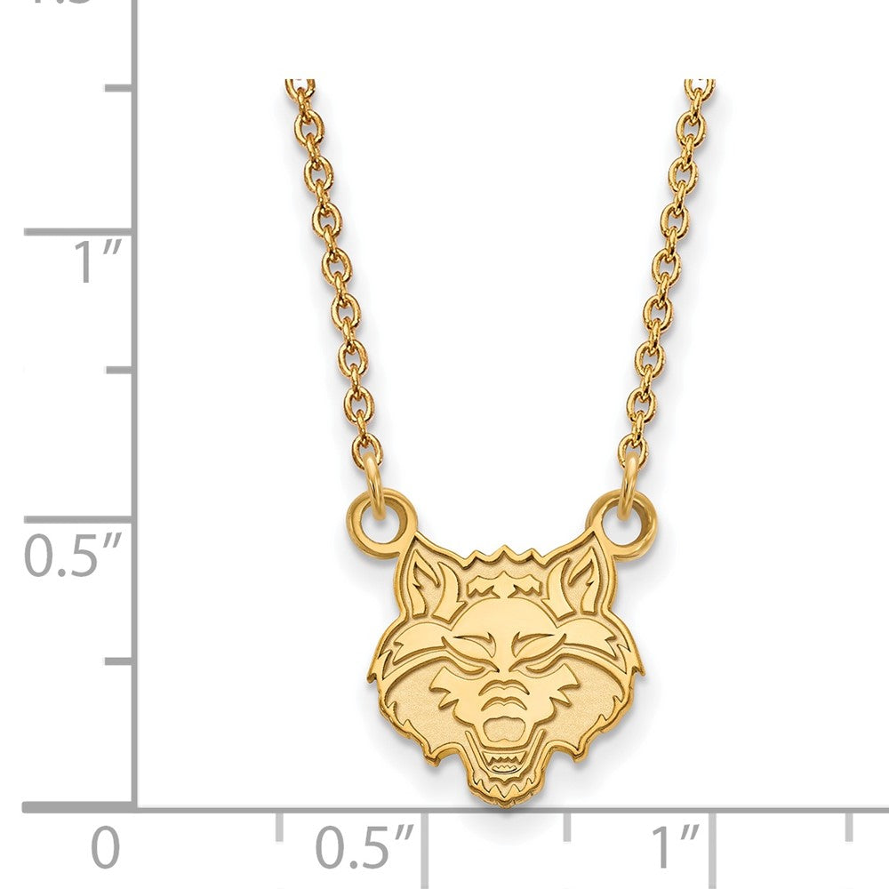 10K Gelbgold Logoart Arkansas State University Wolf Klein Anhänger 18 Zoll Halskette