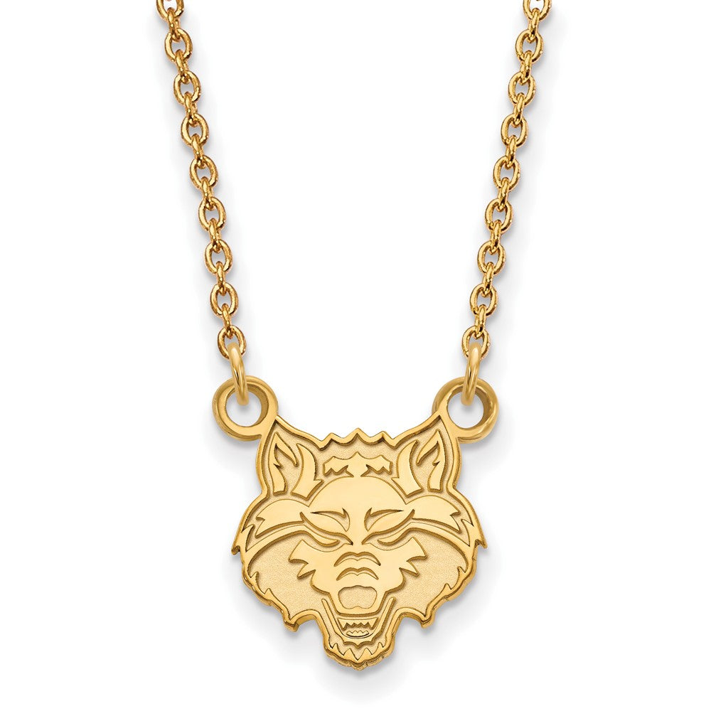 10K Gelbgold Logoart Arkansas State University Wolf Klein Anhänger 18 Zoll Halskette