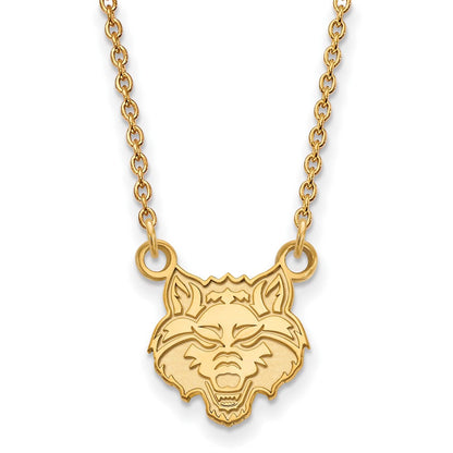10K Gelbgold Logoart Arkansas State University Wolf Klein Anhänger 18 Zoll Halskette