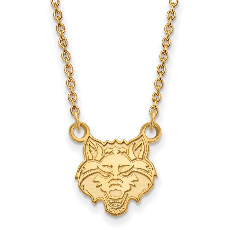10K Gelbgold Logoart Arkansas State University Wolf Klein Anhänger 18 Zoll Halskette