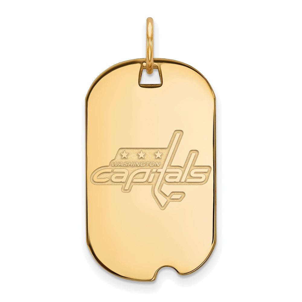 Vergoldet Sterlingsilber Nhl Logoart Washington Capitals Klein Erkennungsmarke Anhänger