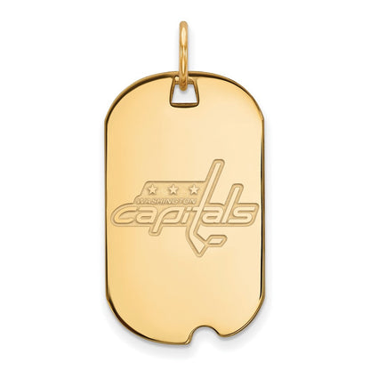 Vergoldet Sterlingsilber Nhl Logoart Washington Capitals Klein Erkennungsmarke Anhänger