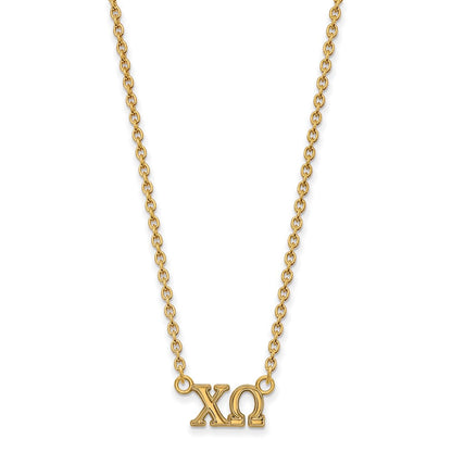 Vergoldet Sterlingsilber Logoart Chi Omega Sorority Greek Buchstaben Mittel Anhänger 18 Zoll Halskette