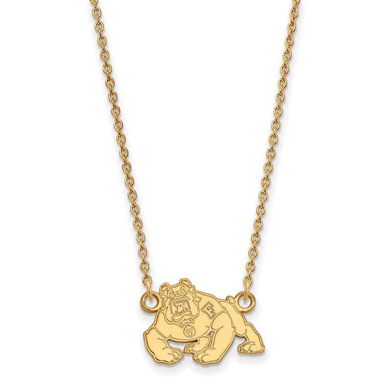 10K Gelbgold Logoart California State University Fresno Bulldog Klein Anhänger 18 Zoll Halskette