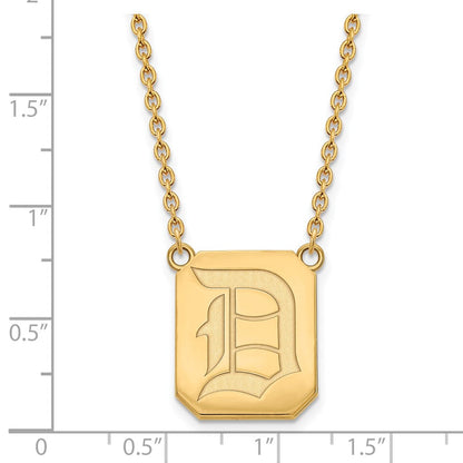 10K Gelbgold Logoart Duquesne University Buchstabe D Groß Anhänger 18 Zoll Halskette