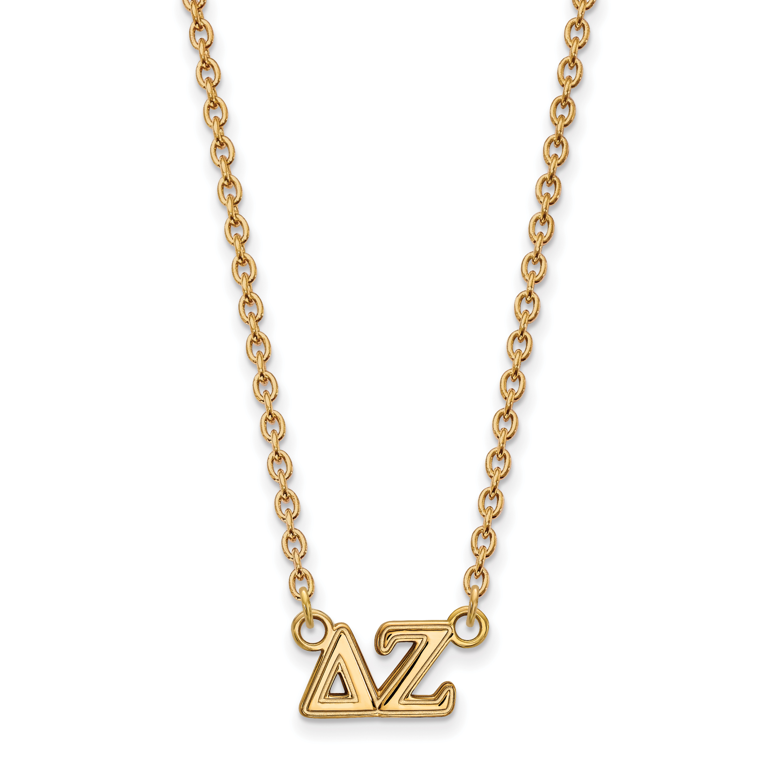 Vergoldet Sterlingsilber Logoart Delta Zeta Sorority Greek Buchstaben Mittel Anhänger 18 Zoll Halskette