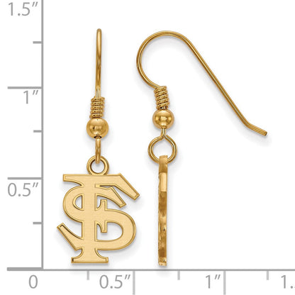 Vergoldet Sterlingsilber Logoart Florida State University F S Klein Hängend Draht Ohrringe