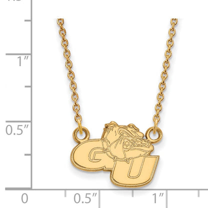 Vergoldet Sterlingsilber Logoart Gonzaga University G U Bulldog Klein Anhänger 18 Zoll Halskette