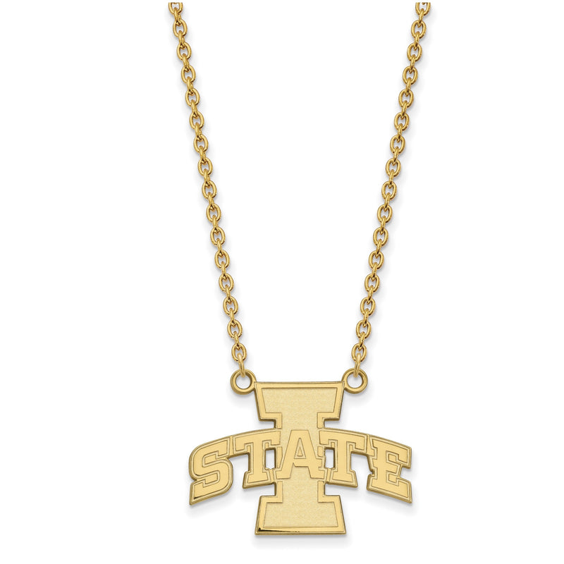 10K Gelbgold Logoart Iowa State University Groß Anhänger 18 Zoll Halskette