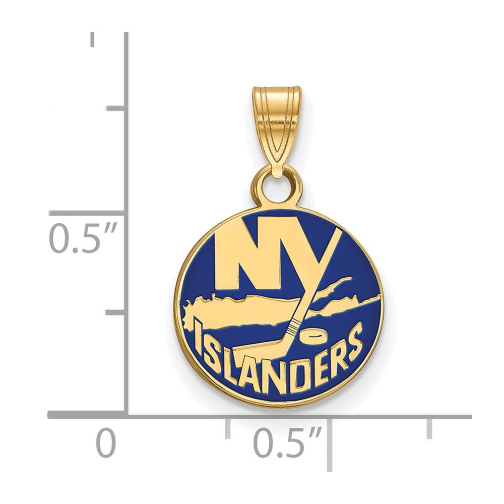 Vergoldet Sterlingsilber Nhl Logoart New York Islanders Klein Emailliert Anhänger