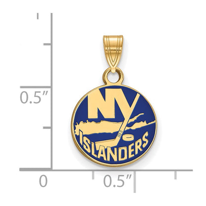 Vergoldet Sterlingsilber Nhl Logoart New York Islanders Klein Emailliert Anhänger