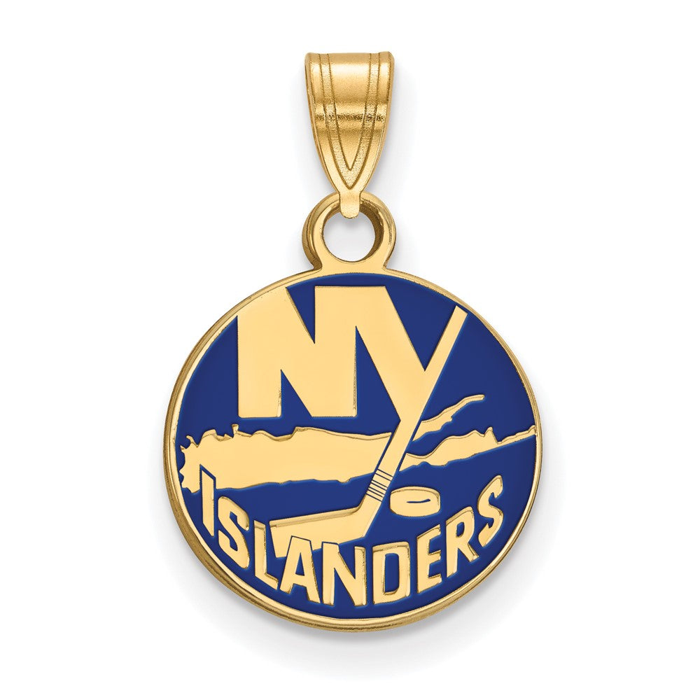 Vergoldet Sterlingsilber Nhl Logoart New York Islanders Klein Emailliert Anhänger