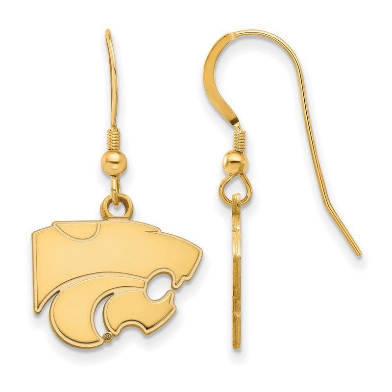 Vergoldet Sterlingsilber Logoart Kansas State University Wildkatze Klein Hängend Draht Ohrringe