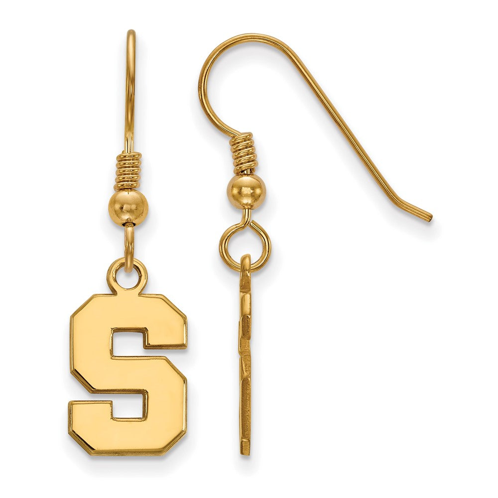 Vergoldet Sterlingsilber Logoart Michigan State University Buchstabe S Klein Hängend Draht Ohrringe