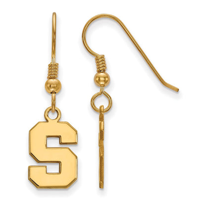 Vergoldet Sterlingsilber Logoart Michigan State University Buchstabe S Klein Hängend Draht Ohrringe
