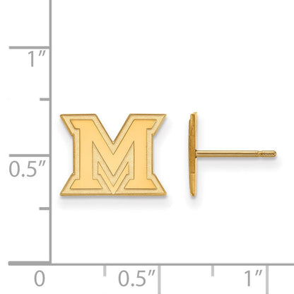 10K Gelbgold Logoart Miami University Ohio Buchstabe M Extra Klein Ohrstecker