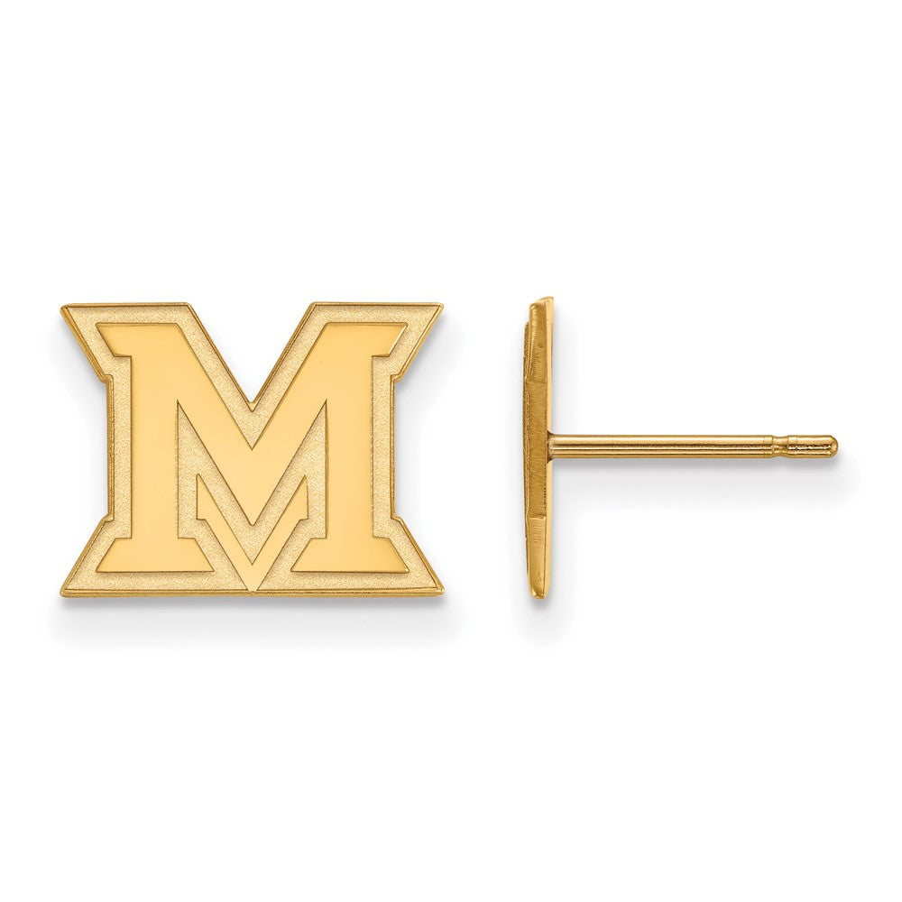 10K Gelbgold Logoart Miami University Ohio Buchstabe M Extra Klein Ohrstecker