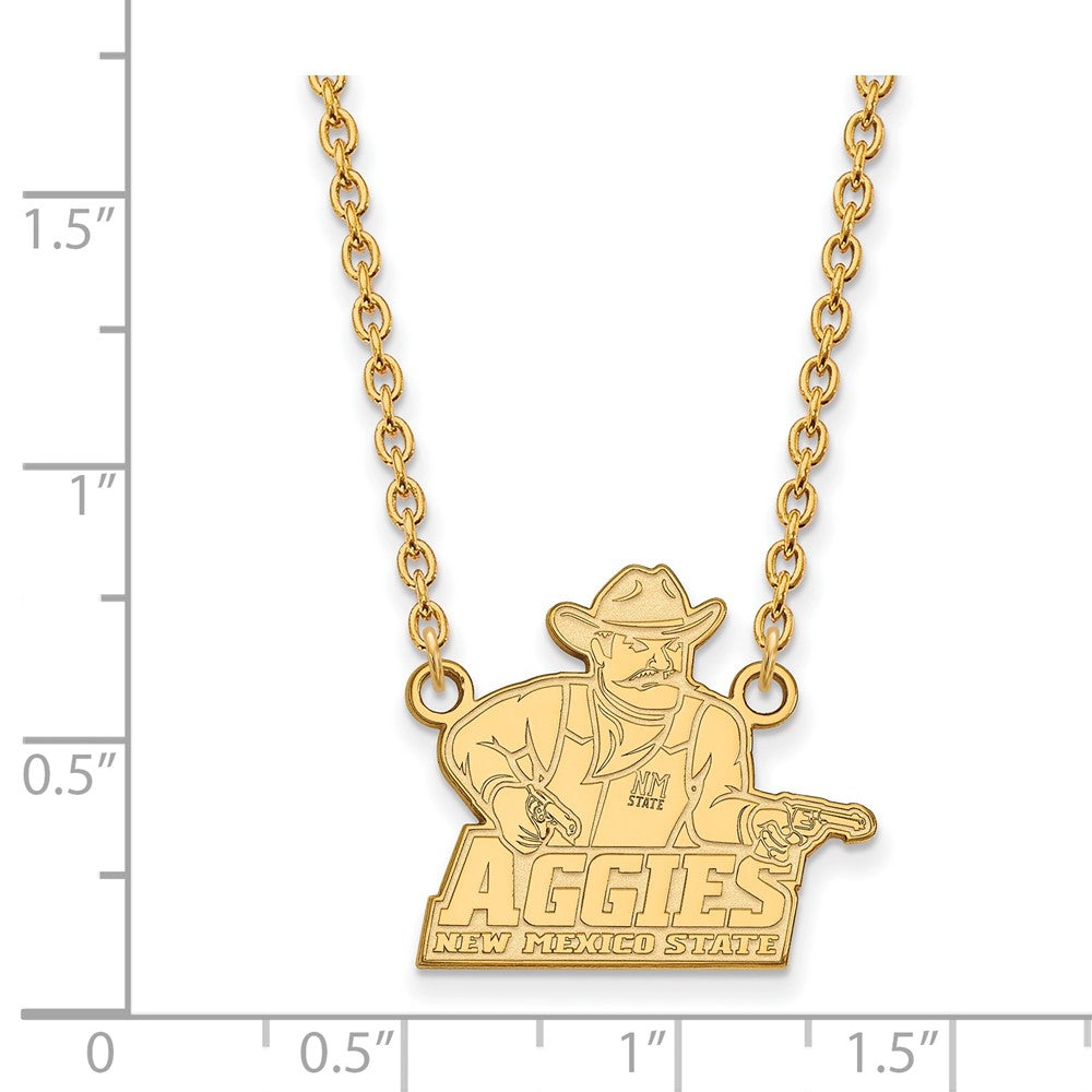 10K Gelbgold Logoart New Mexico State University Aggies Groß Anhänger 18 Zoll Halskette