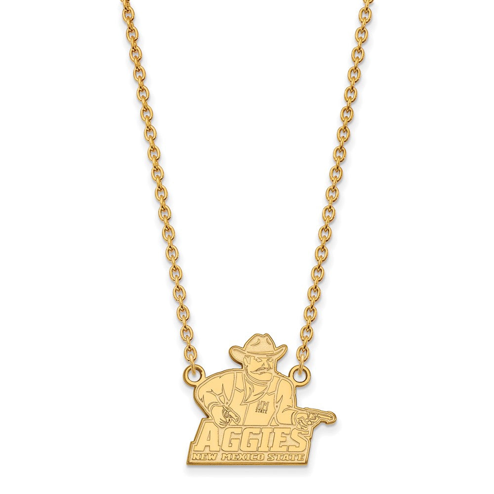 10K Gelbgold Logoart New Mexico State University Aggies Groß Anhänger 18 Zoll Halskette