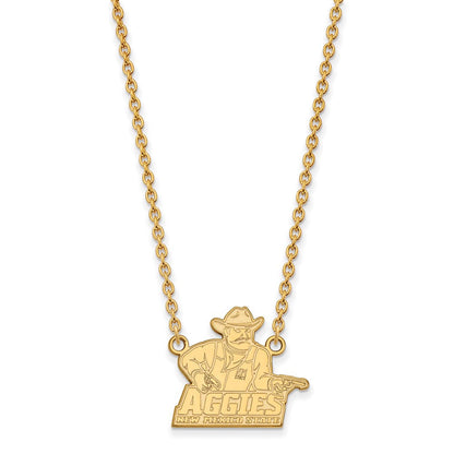 10K Gelbgold Logoart New Mexico State University Aggies Groß Anhänger 18 Zoll Halskette
