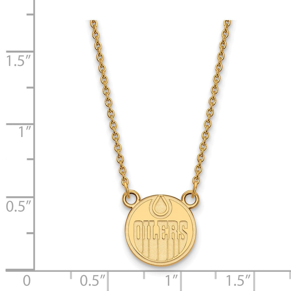 Vergoldet Sterlingsilber Nhl Logoart Edmonton Oilers Klein Anhänger 18 Zoll Halskette